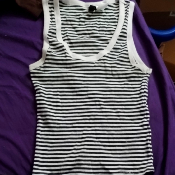 H&M Tops - H&M Black and White Striped Crop Top